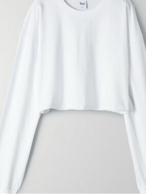 Aritzia/TNA White Cropped Long Sleeve Tee